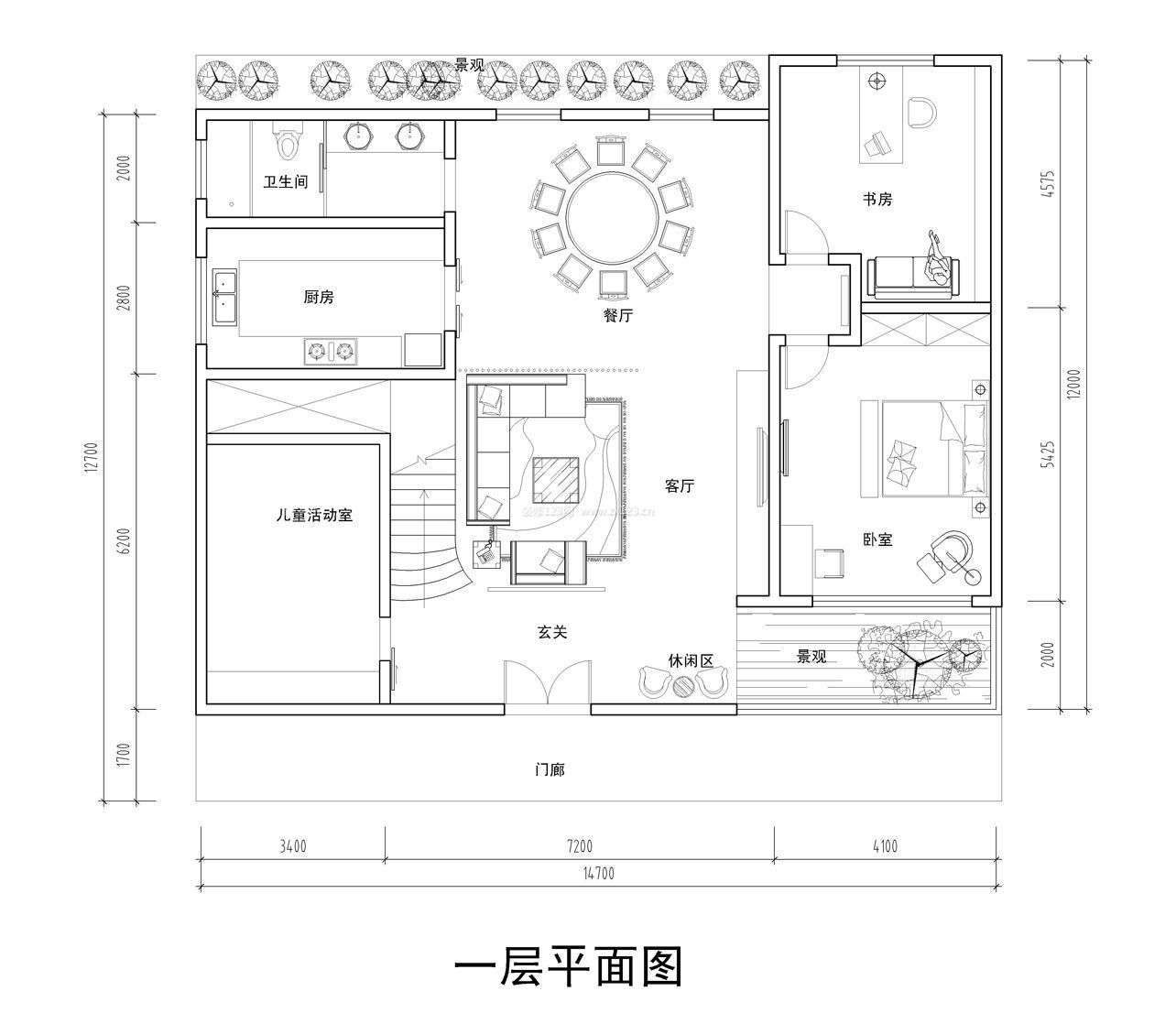 最新兩層別墅首層設(shè)計平面圖