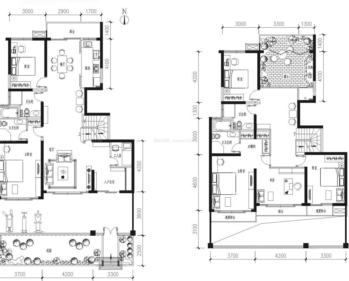 两层豪宅别墅设计平面图