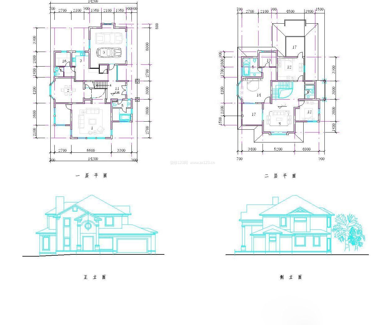 最新两层简易别墅设计平面图