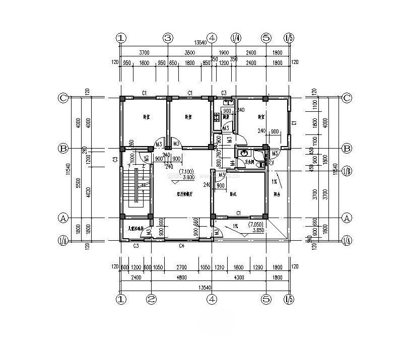 兩層別墅室內(nèi)設(shè)計(jì)平面圖