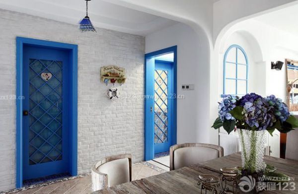90平米三居室装修设计 蓝白相间地中海风格