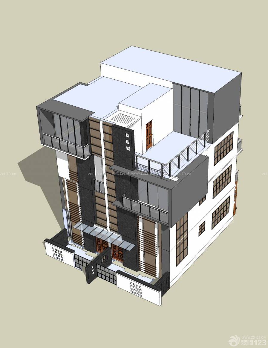 現(xiàn)代美式自建雙拼別墅樓房裝修圖紙