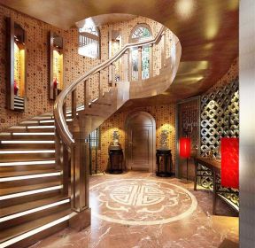 豪华中式别墅楼梯设计图片大全-每日推荐