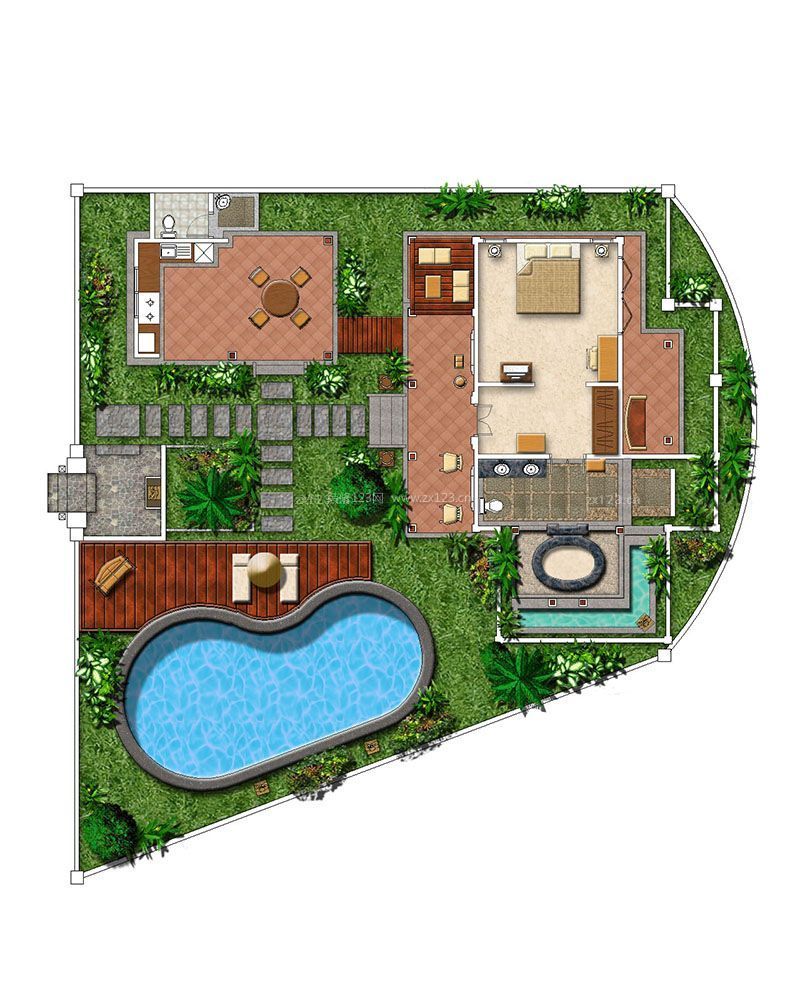 别墅庭院花园设计平面图