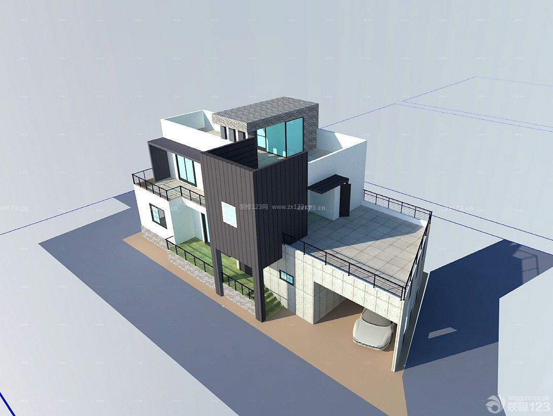 自建现代简约风格别墅造型设计图纸