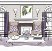 别墅紫色窗帘设计图纸及效果图