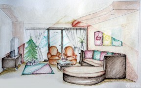 别墅小客厅沙发设计图纸及效果图