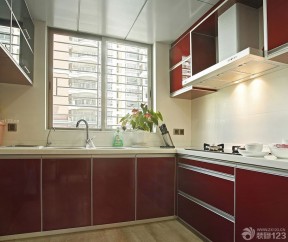 小戶型廚房裝修效果圖大全2020圖片 紅色櫥柜裝修效果圖片