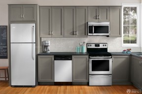 小户型整体厨房装修 灰色橱柜装修效果图片