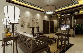 別墅室內(nèi)設(shè)計(jì)圖 客廳中式實(shí)木沙發(fā)圖片