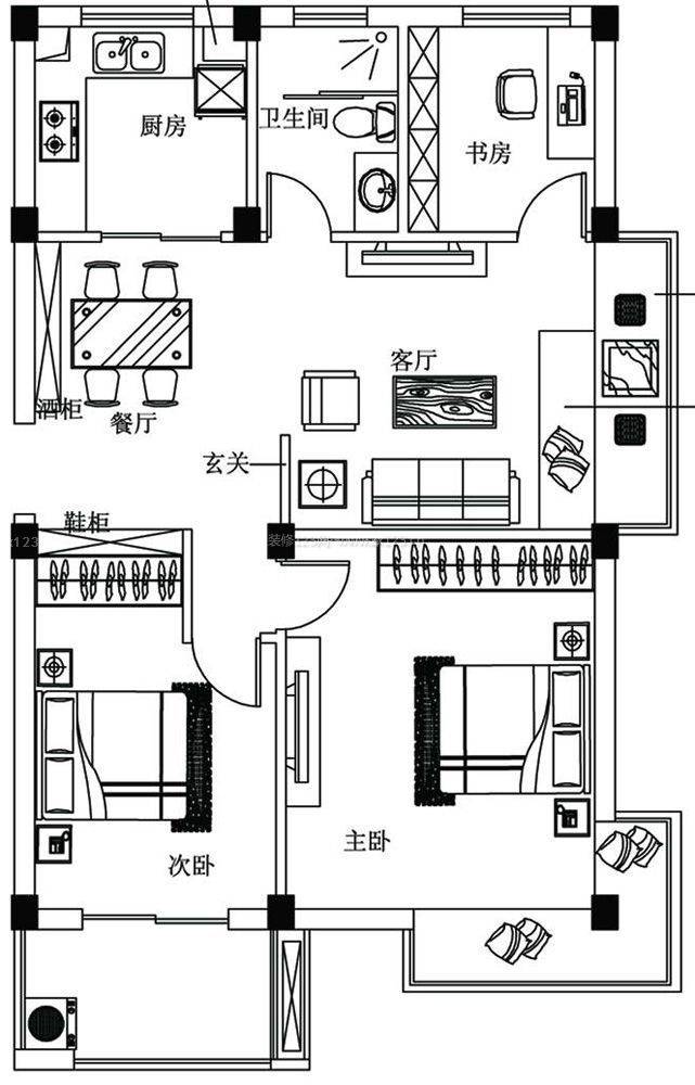 2023最新100平方別墅兩室兩廳裝修設計圖紙