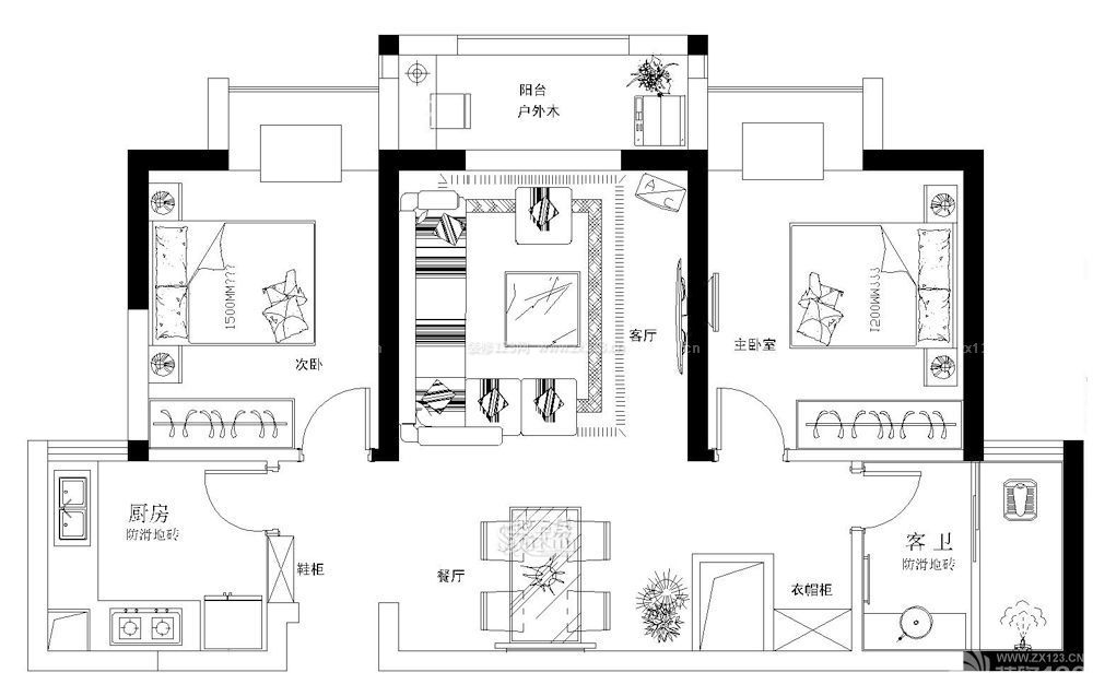 100平方別墅兩室兩廳裝修設(shè)計(jì)圖紙