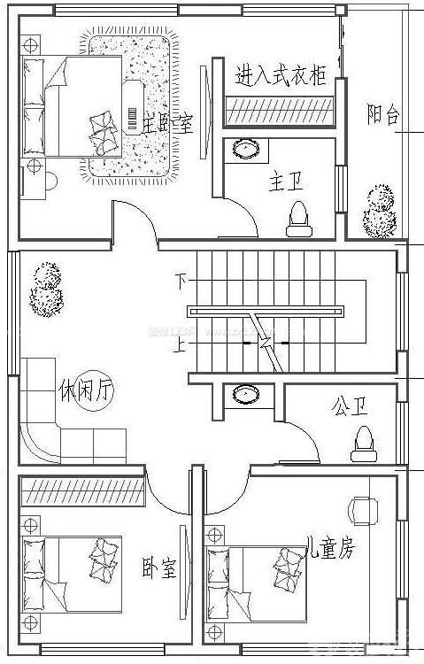 100平方別墅三居室裝修設(shè)計圖紙