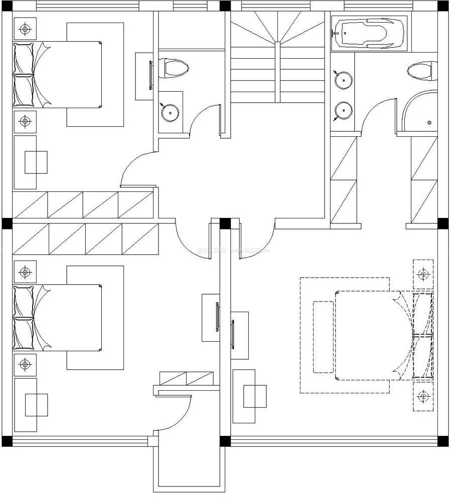 100平方別墅三室兩衛(wèi)裝修設(shè)計(jì)圖紙