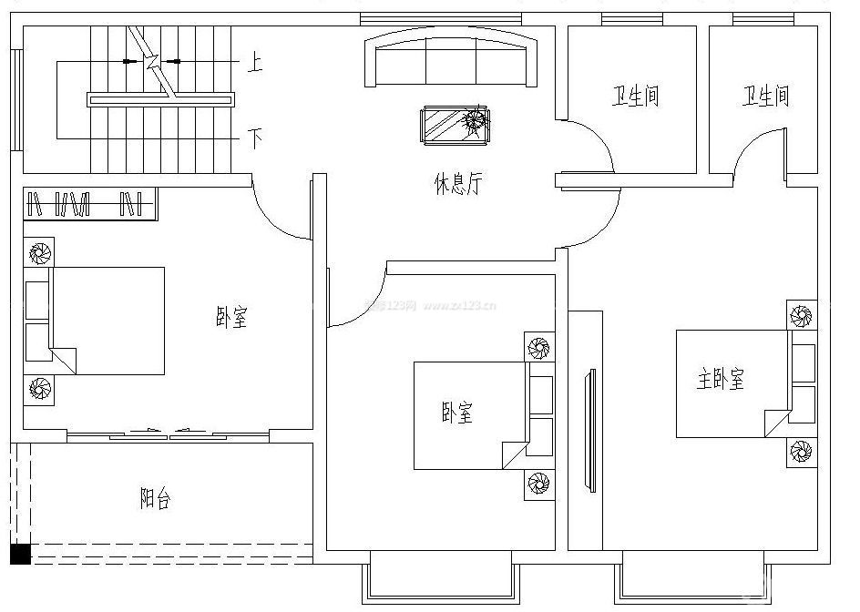 100平方別墅三居室設(shè)計(jì)戶型圖紙