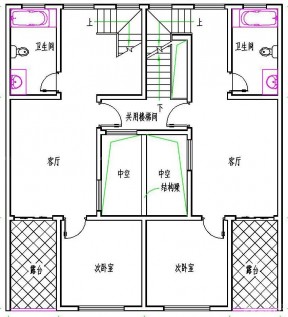 100平方別墅兩居室裝修樣板間設(shè)計(jì)圖紙