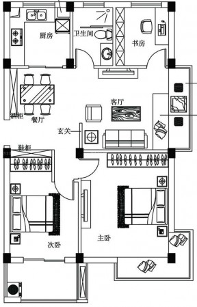 2023最新100平方別墅兩室兩廳裝修設(shè)計圖紙