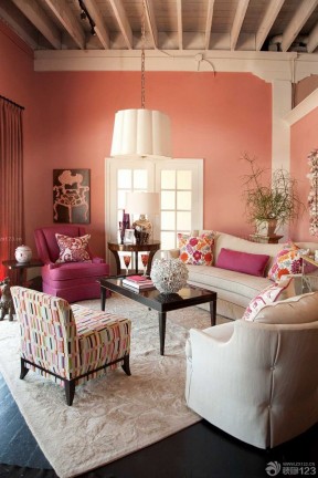 家居装修设计小户型 粉色墙面装修效果图片