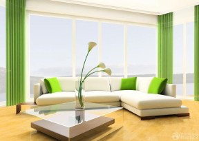 乡村别墅图片欣赏 绿色窗帘装修效果图片