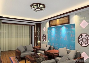 140平米室內(nèi)裝修 藍(lán)色墻面裝修效果圖片