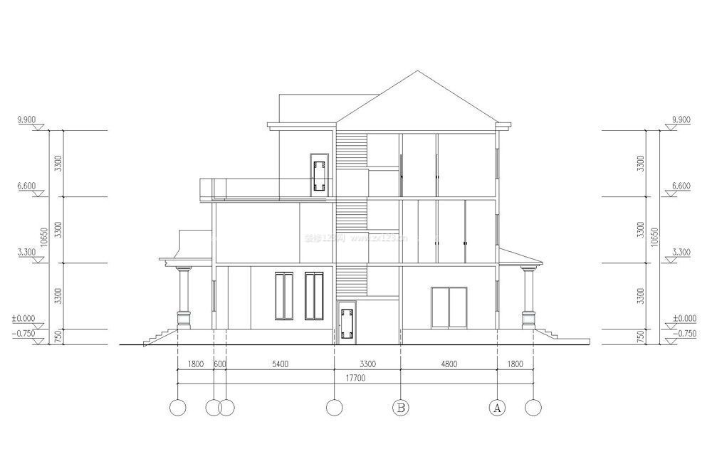 农村三层别墅房屋立面设计图