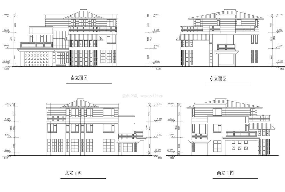 農(nóng)村三層別墅立面設(shè)計(jì)圖紙大全