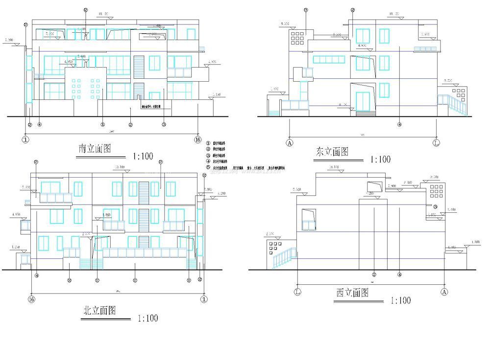 農村三層別墅外觀立面設計圖紙