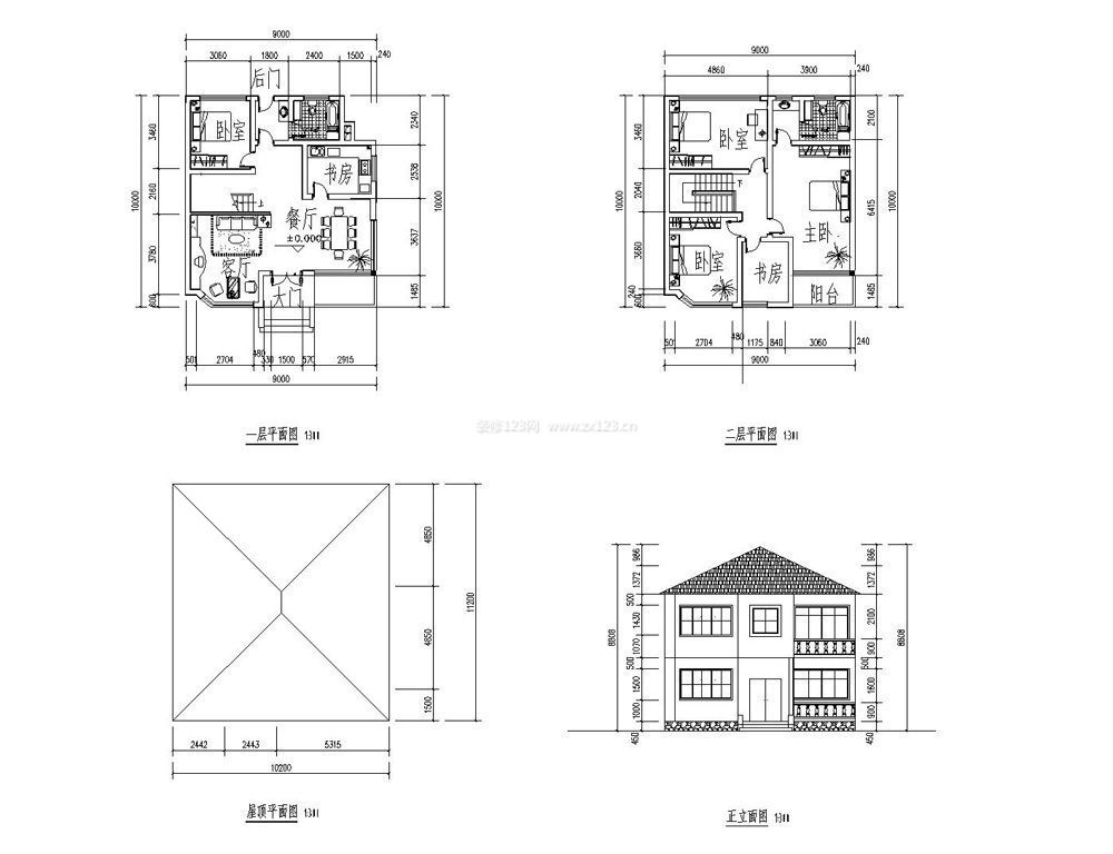 農村兩層別墅立面設計圖