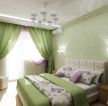 清新交换空间小户型卧室绿色窗帘装修图片大全