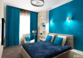 时尚交换空间小户型卧室蓝色墙面装修效果图