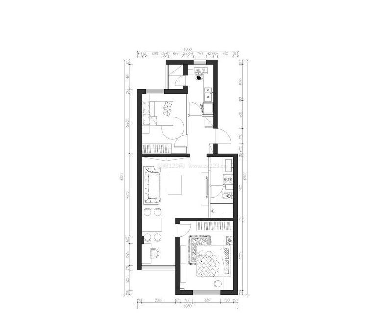 60平米小戶型房屋室內(nèi)平面圖