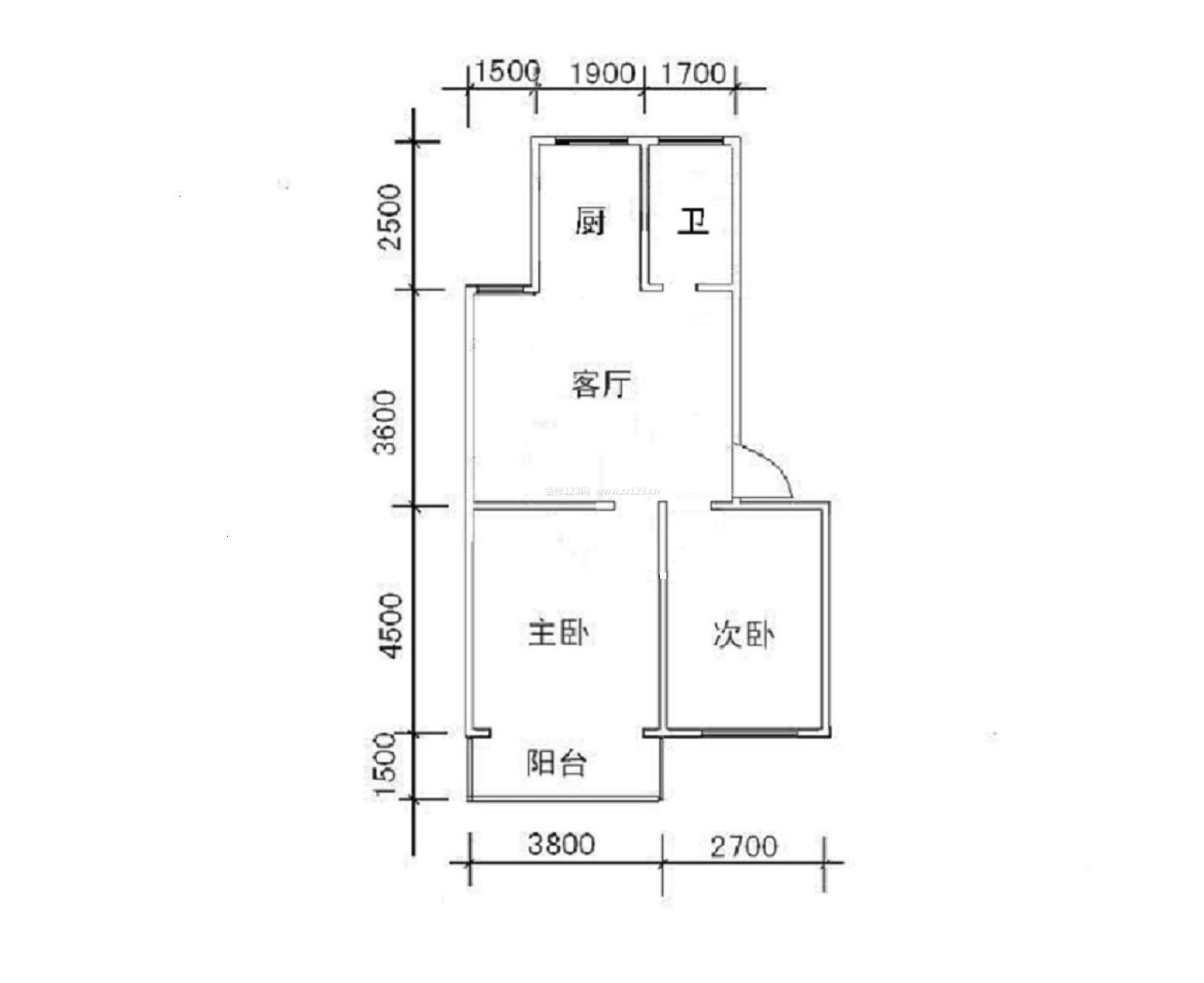 60平米小戶型二居室平面圖設(shè)計