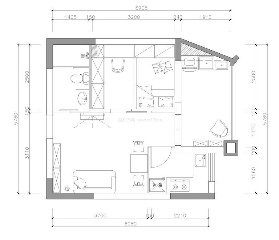 60平米小戶型房屋平面圖