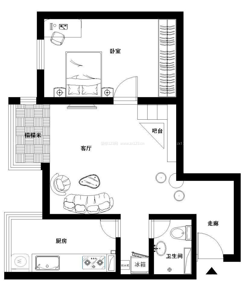 60平米经济小户型室内平面图