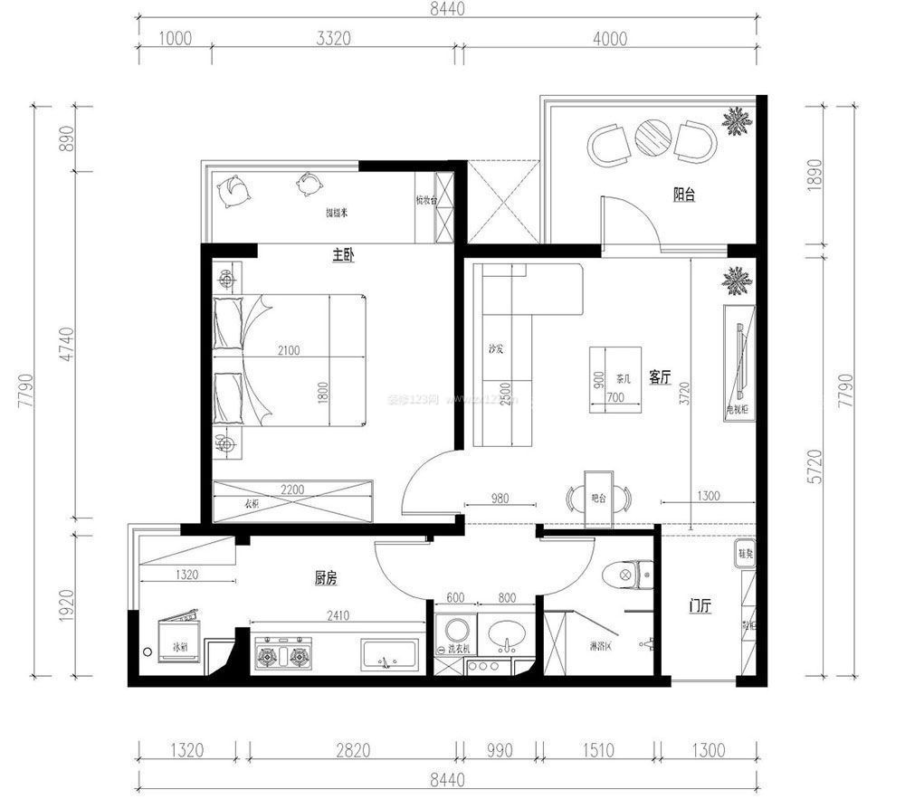 最新60平米小户型住宅平面图