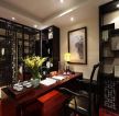 中式家庭书房镂空隔断装修样板间