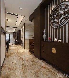 新中式裝修樣板間 走廊玄關(guān)裝修效果圖