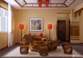中式裝修效果圖三室兩廳 茶室設(shè)計(jì)