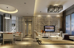 簡(jiǎn)歐裝修樣板間 電視背景墻造型設(shè)計(jì)