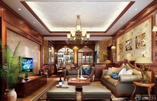 欧式客厅沙发背景墙装修效果图三室两厅