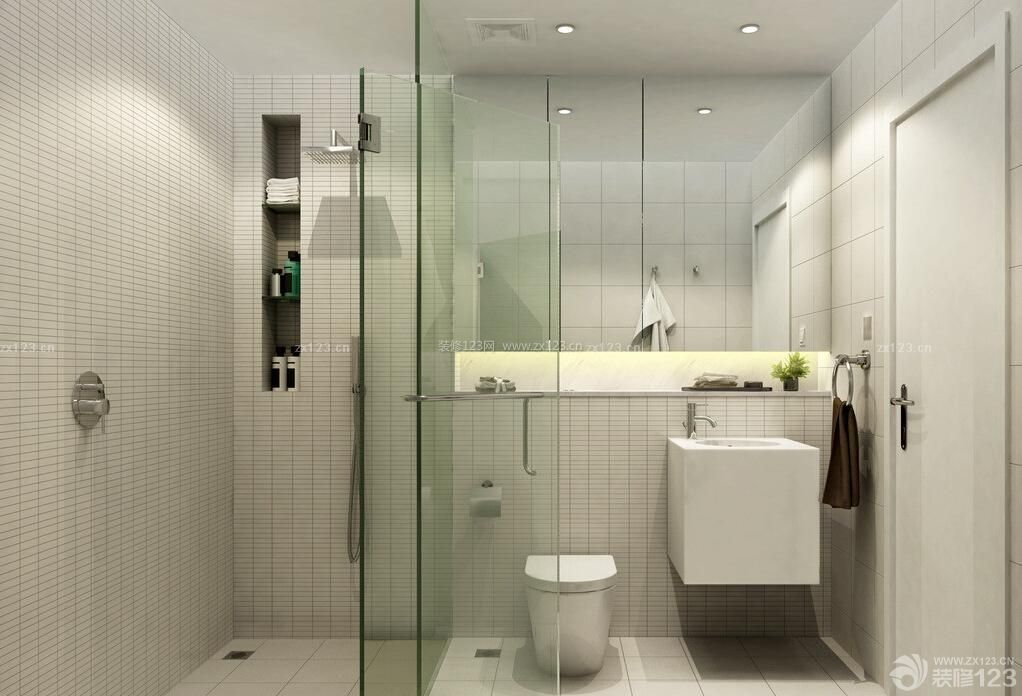 现代室内洗手间玻璃隔断装修效果图片