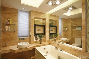 酒店卫生间装修效果图 白色浴缸装修效果图片
