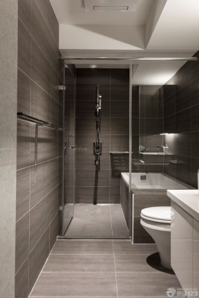 酒店卫生间装修效果图 灰色墙面装修效果图片