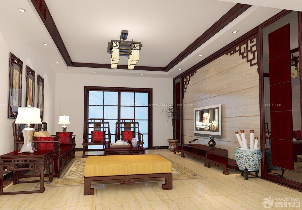 中式客厅装修效果图三室两厅119