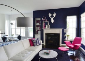 小面积客厅装修效果图 蓝色墙面装修效果图片