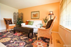 小客厅装修效果图欣赏 橙色墙面装修效果图片