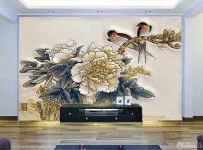 3d硅藻泥背景墙效果图 现代风格家装
