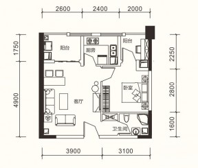 50平米經(jīng)典小戶型房屋平面圖