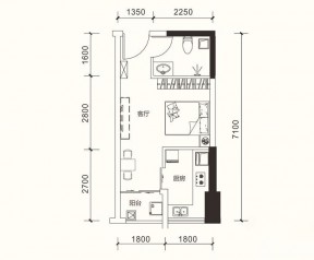 50平米全套小戶型房屋平面圖