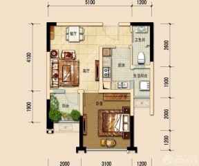 50平米小戶型房屋平面圖